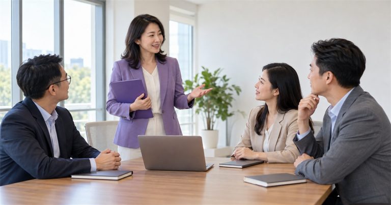 婚姻家庭服务从业者向合作团队介绍专业服务方案